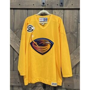 Vintage CCM Atlanta Thrashers Center Ice Yellow Air-Knit Jersey‎ Men's Size XL
